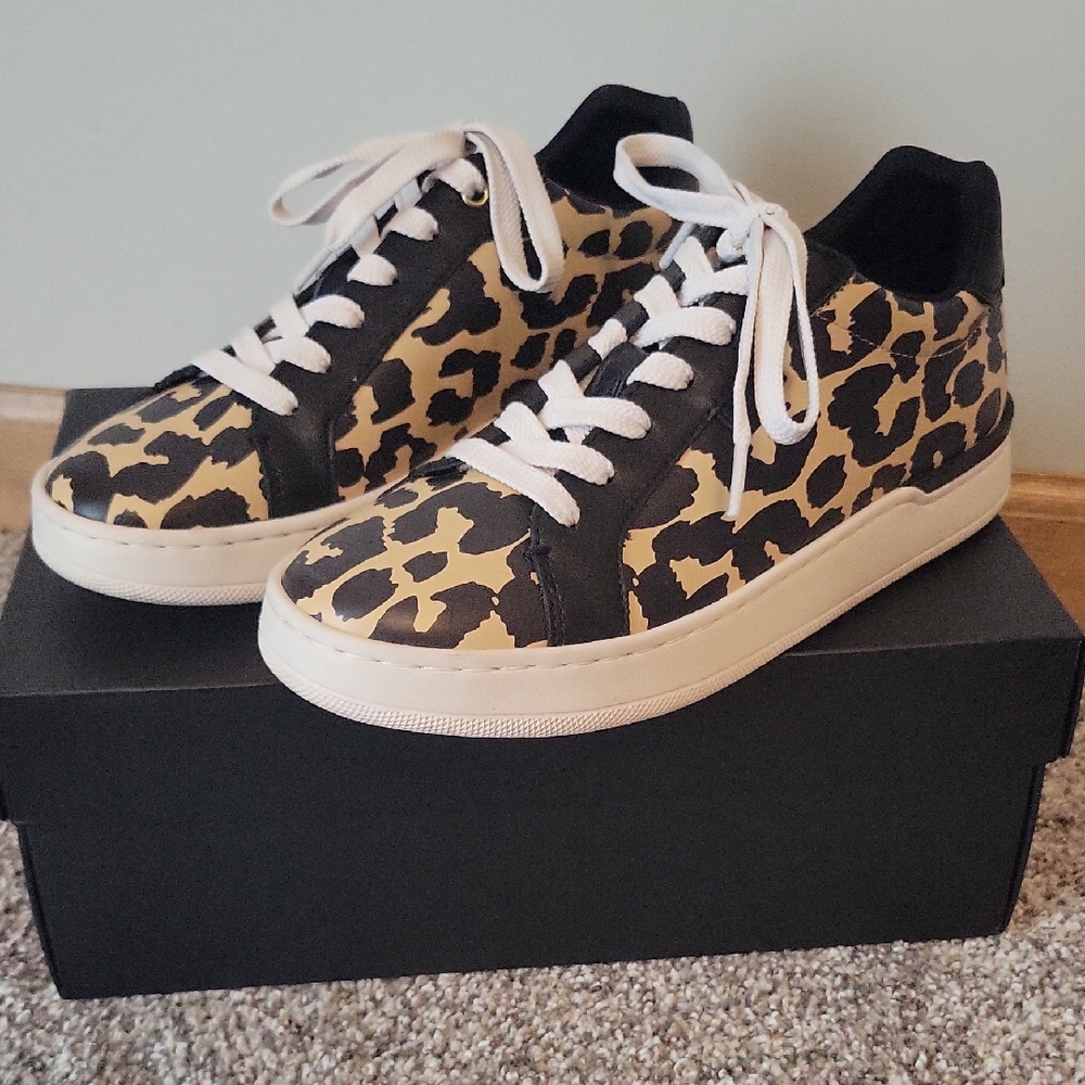 Coach Leopard Print Sneakers - Black and Tan